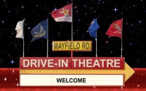 Graphic that shows the top of a drive-in movie theater marquee.